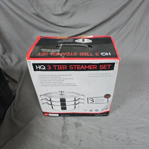 HQ 3-TIER STEAMER SET WITH GLASS LID, BOXED 