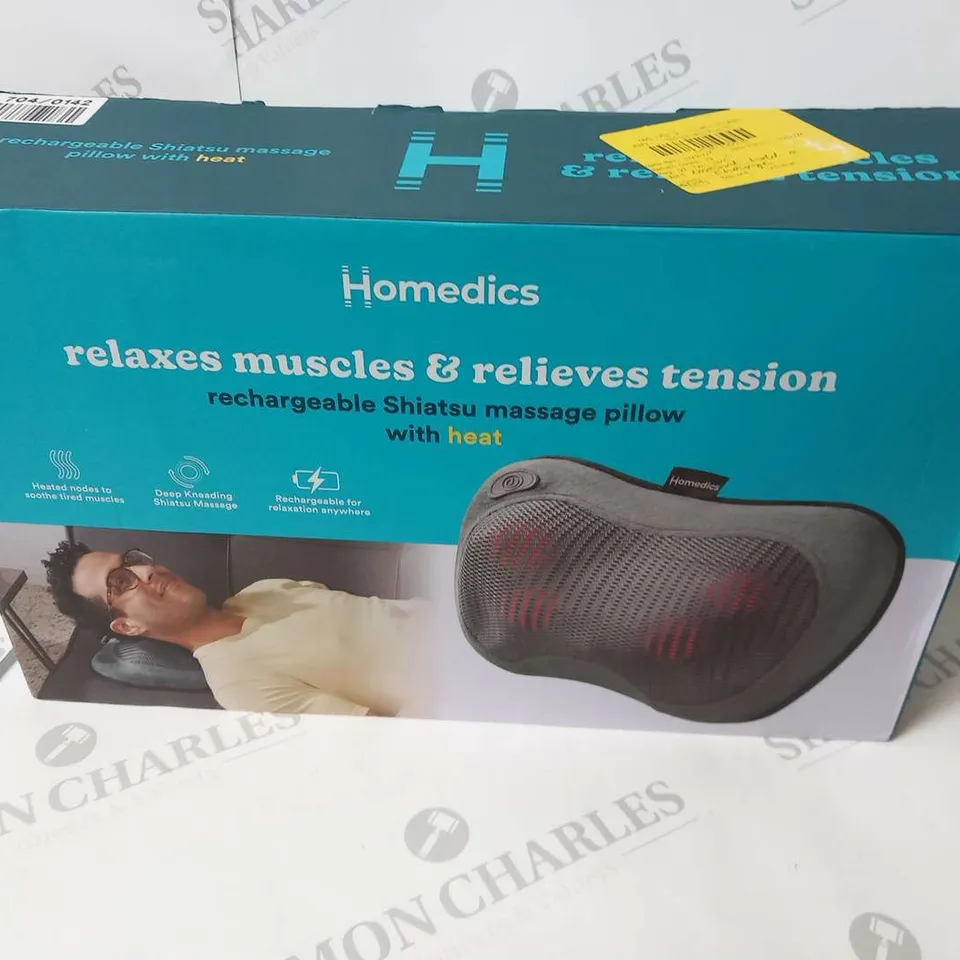 BOXED HOMEDICS RECHARGEABLE SHIATSU MASSAGE PILLOW WITH HEAT