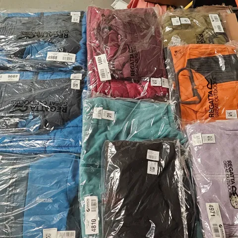 LOT OF 9 ASSORTED BRAND NEW REGATTA JACKETS AND FLEECES IN VARIOUS STYLES AND SIZES