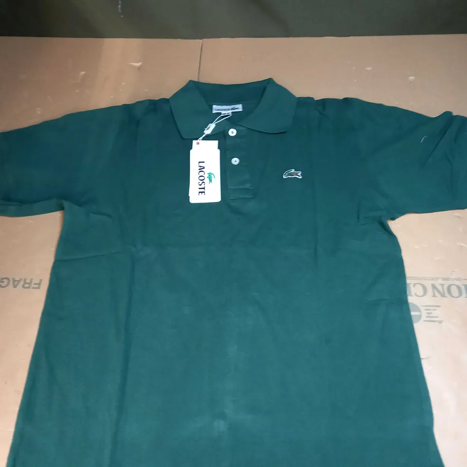 LACOSTE LOGO POLO SHIRT IN GREEN SIZE M