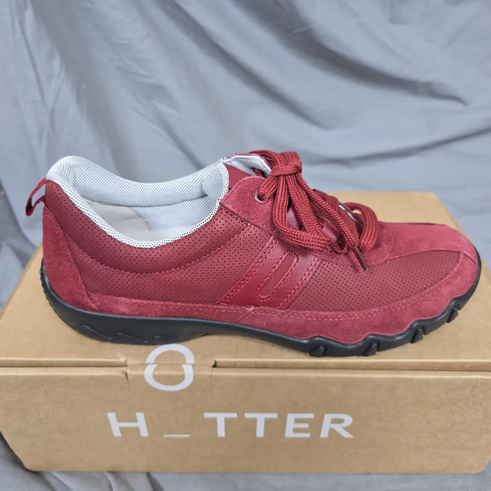 HOTTER WOMEN'S RED TRAINERS - UK 6.5 - SUEDE & MESH UPPER
