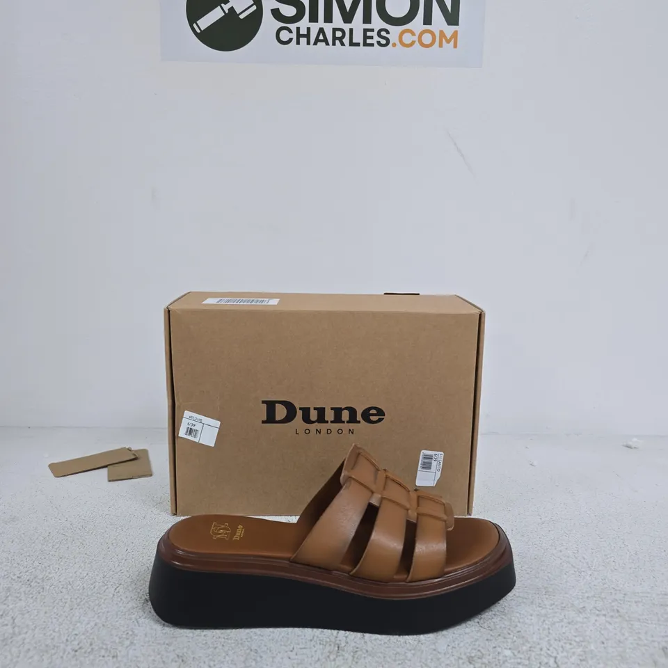 DUNE LONDON TAN LEATHER PLATFORM SANDALS – WOMEN'S UK 6 (EU 39)