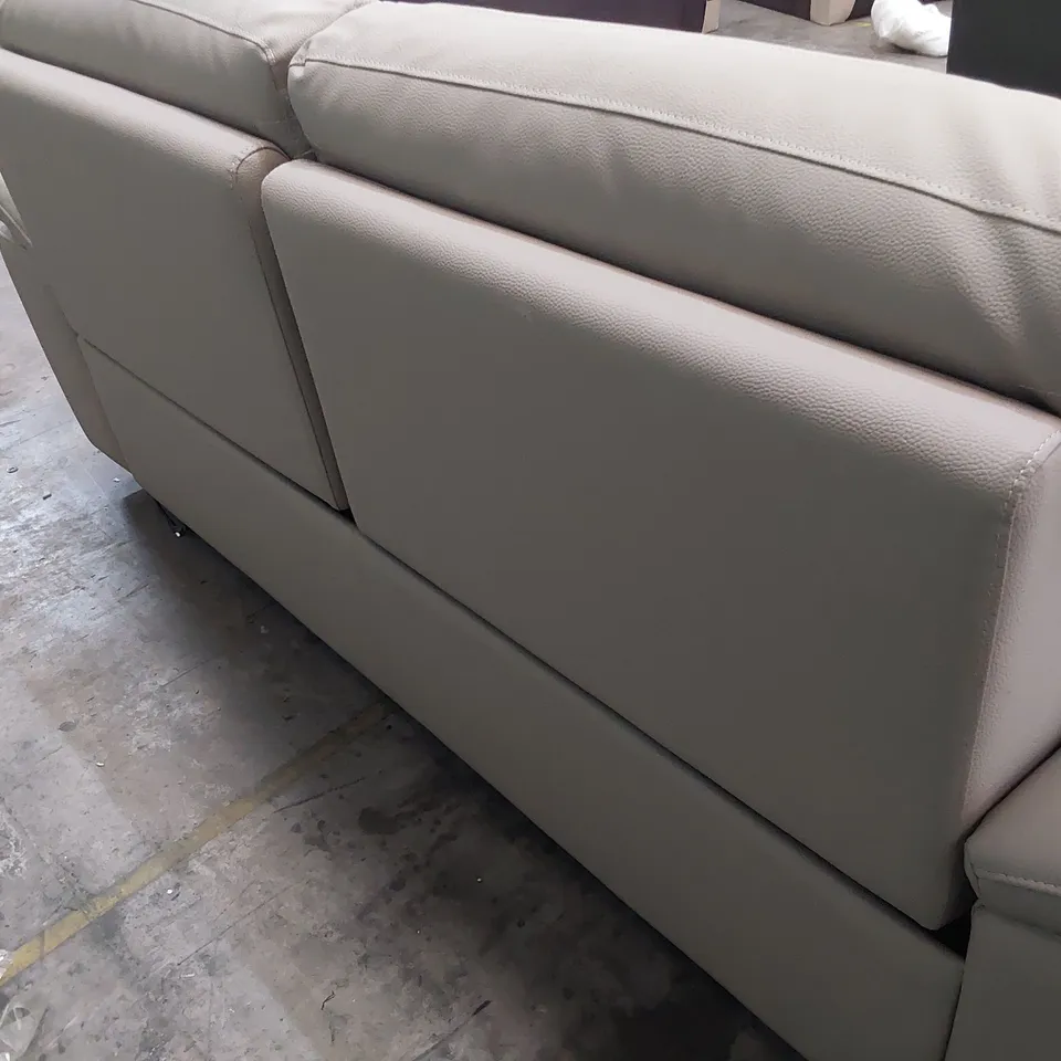 DESIGNER ITALIAN STYLE POWER RECLINING THREE SEATER SOFA BEIGE LEATHER