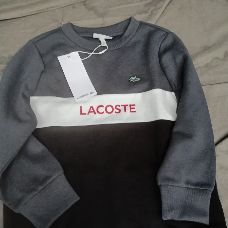 LACOSTE KIDS' COLOURBLOCK SWEATSHIRT – NAVY/GREY WITH RED LOGO, UK 6 (116 CM)