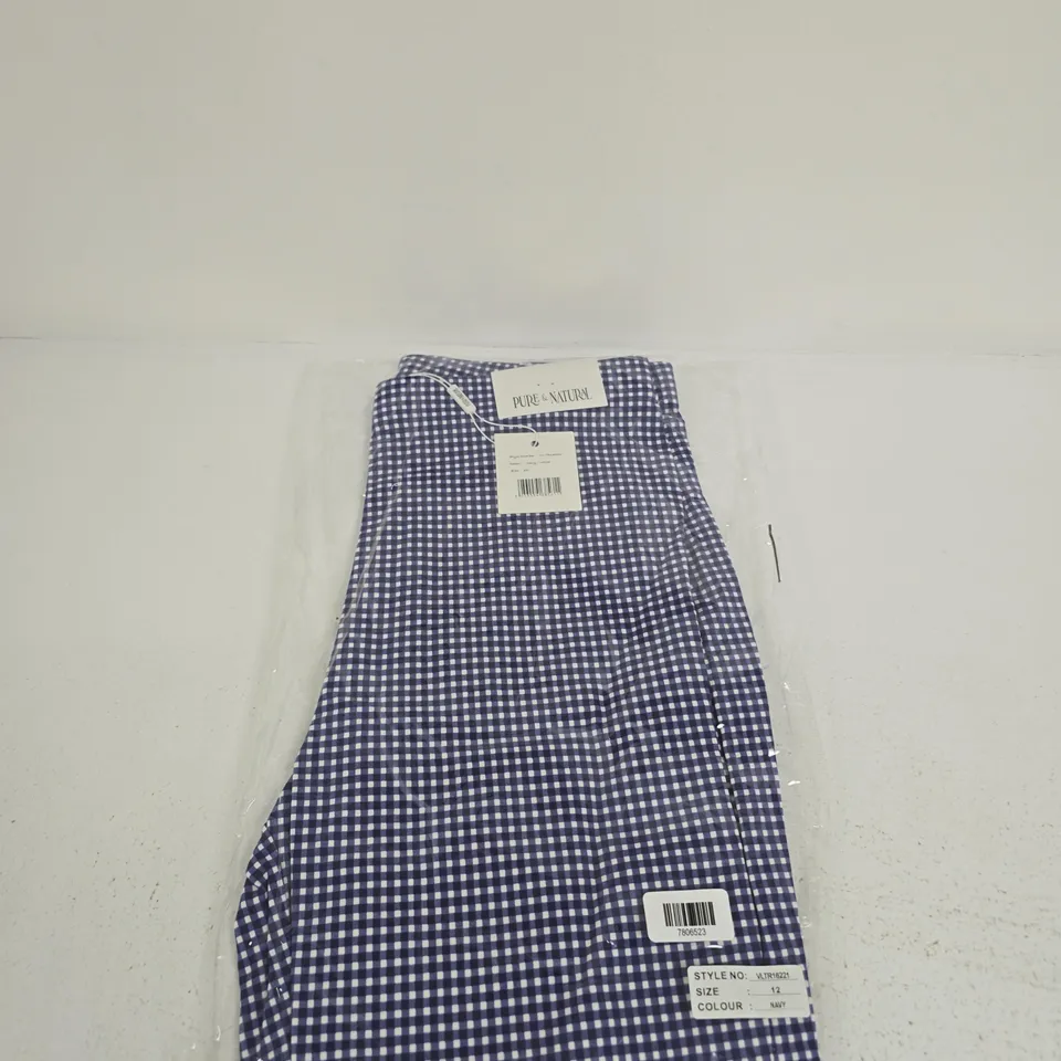 PURE & NATURAL NAVY & WHITE GINGHAM TROUSERS – WOMEN'S, UK SIZE 12