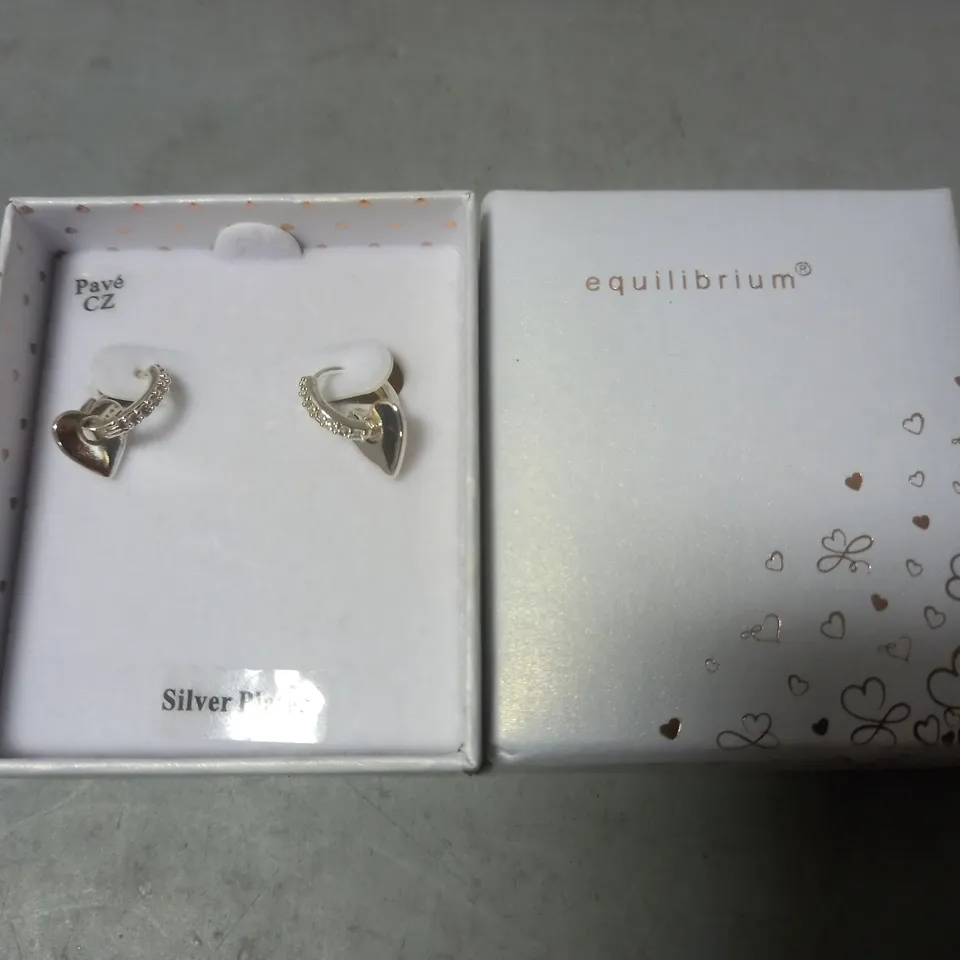 EQUILIBRIUM SILVER PLATED HEART THEMED EARRINGS