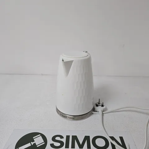 RUSSELL HOBBS ELECTRIC KETTLE – WHITE TEXTURED HEXAGON PATTERN