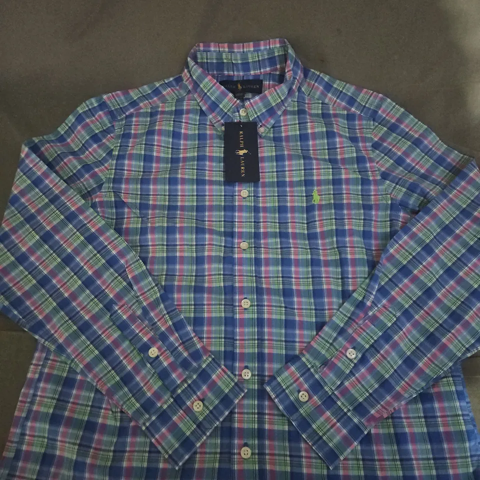 RALPH LAUREN MEN'S PLAID BUTTON-DOWN SHIRT - SIZE L