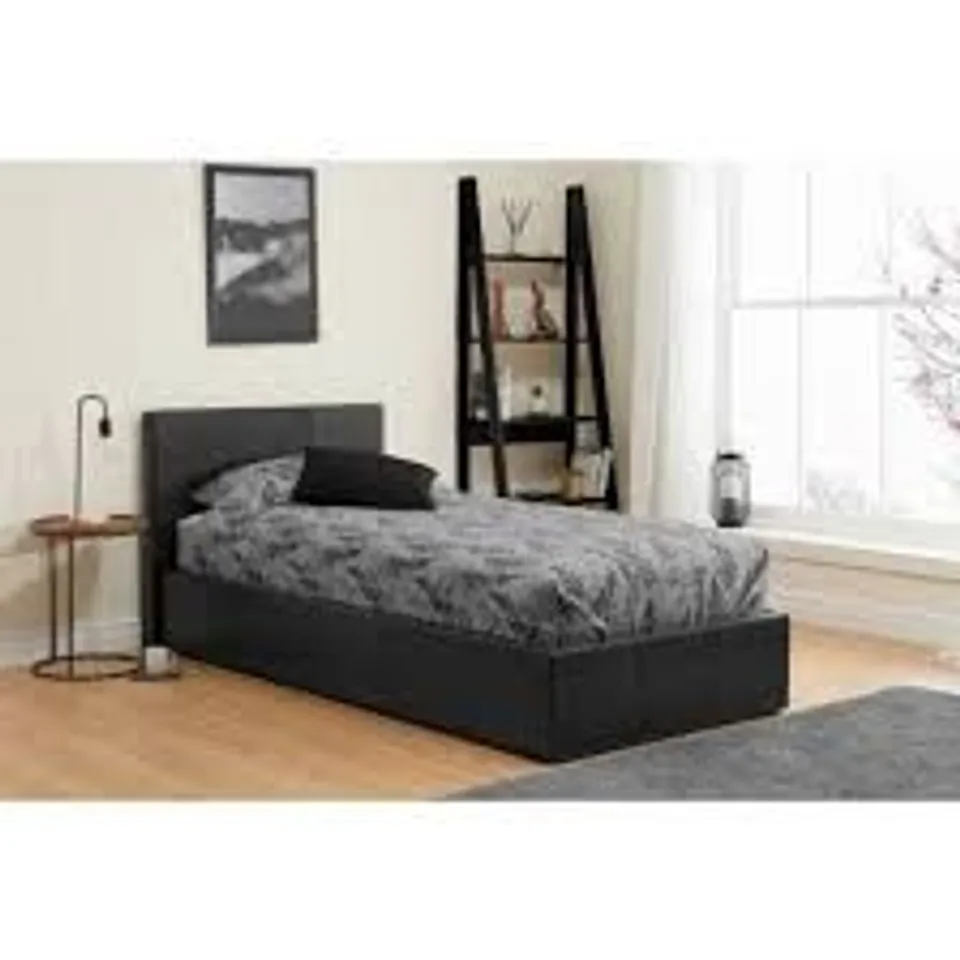 BOXED 135CM BERLIN OTTOMAN BED - BLACK (2 BOXES)