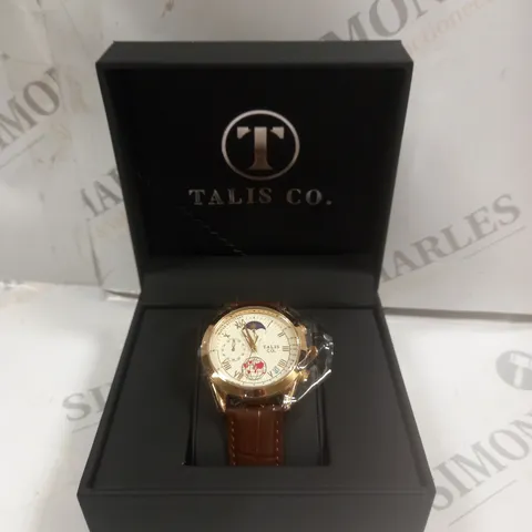 MENS TALIS CO 7120 CHRONOGRAPH WATCH β MOON PHASE MOVEMENT β GENUINE LEATHER STRAP