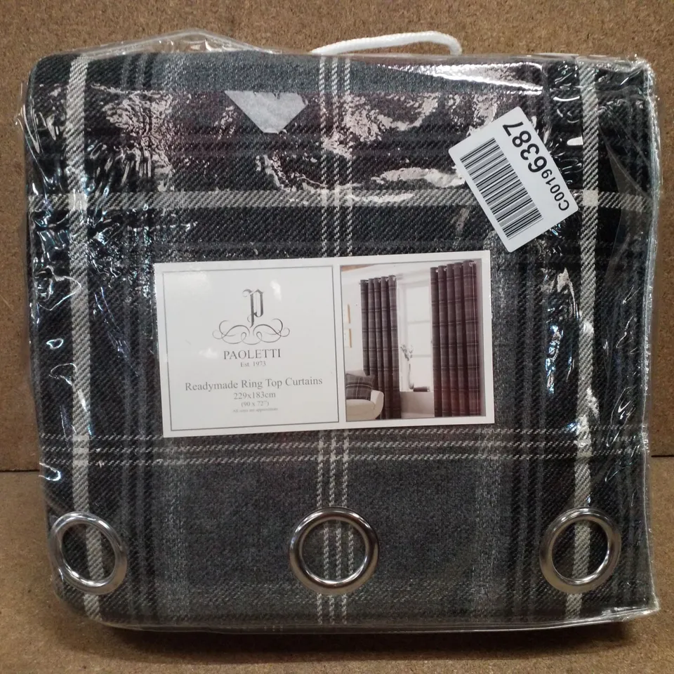 BRAND NEW PAOLETTI  READYMADE RING TOP CURTAINS 229×183CM - GREY