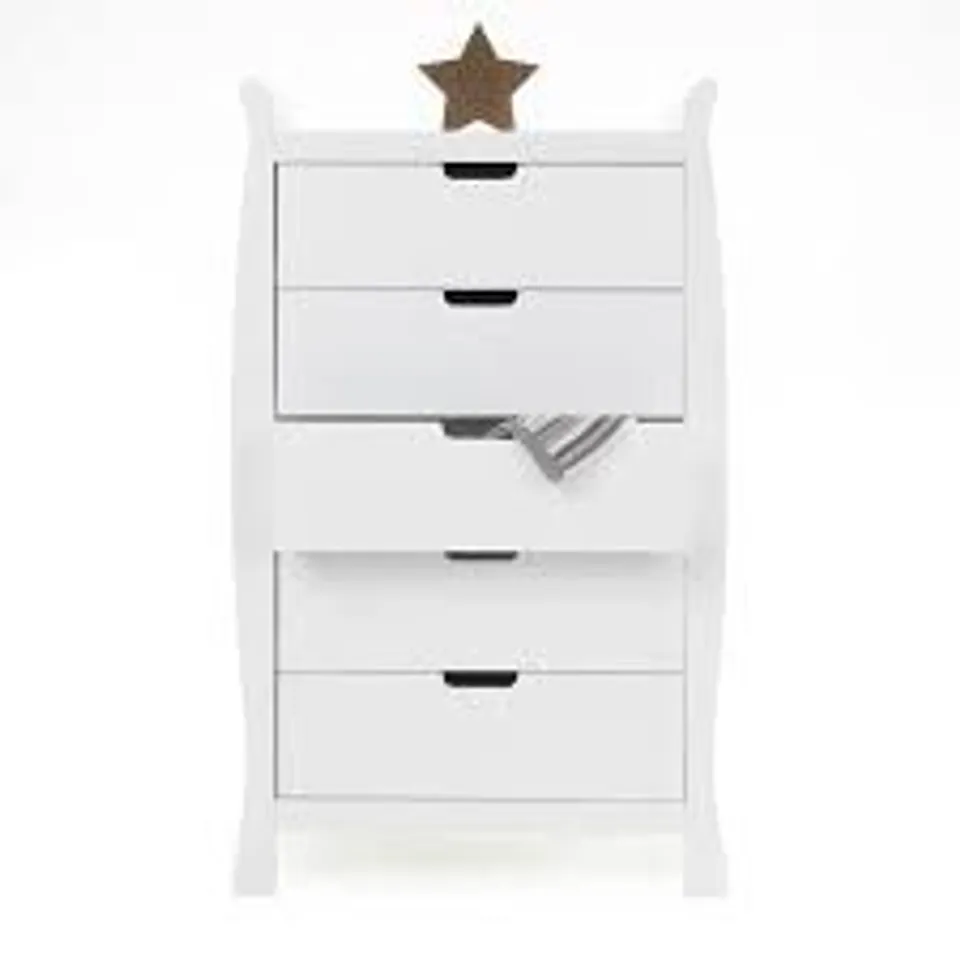 BOXED OBABY STAMFORD TALL CHEST OF DRAWERS - WHITE (2 BOXES)