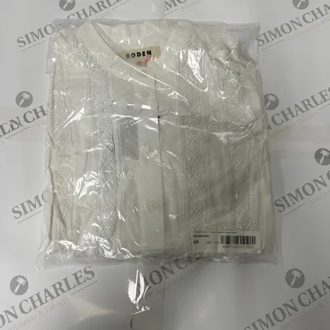 BODEN LACE PANELLED POPLIN SHIRT IN WHITE SIZE 12