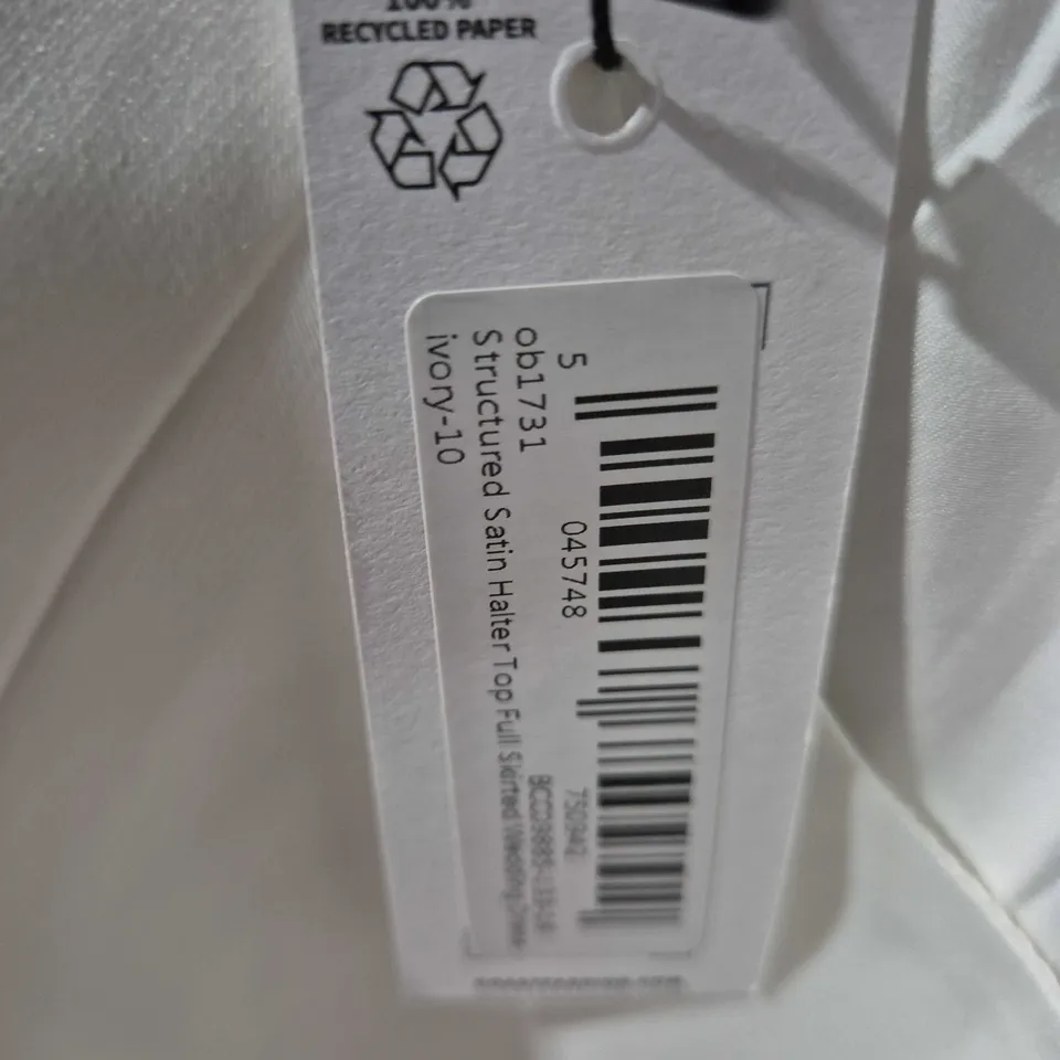 COAST BRIDAL STRUCTURED SATIN HALTER TOP FULL SKIRTED WEDDING DRESS - IVORY -SIZE 10 ON LABEL