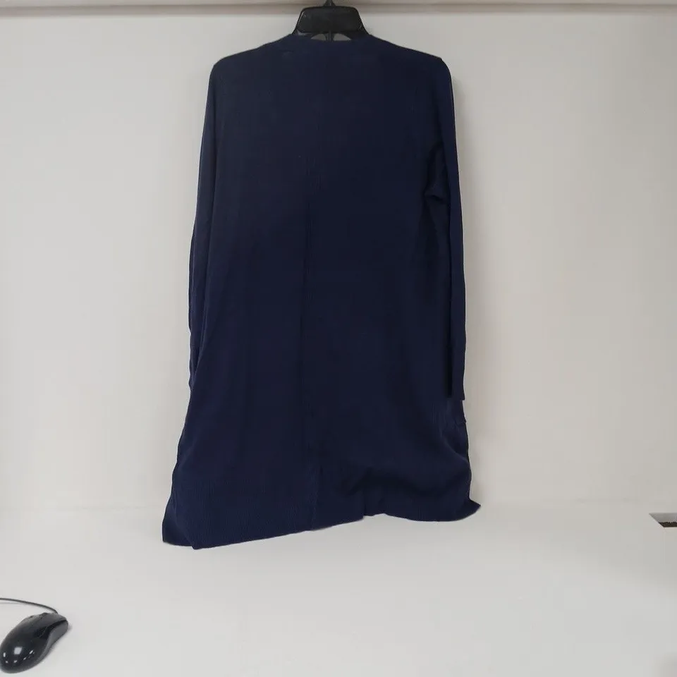 M&CO NAVY LONGLINE CARDIGAN WITH POCKETS – WOMEN'S SIZE 10-12
