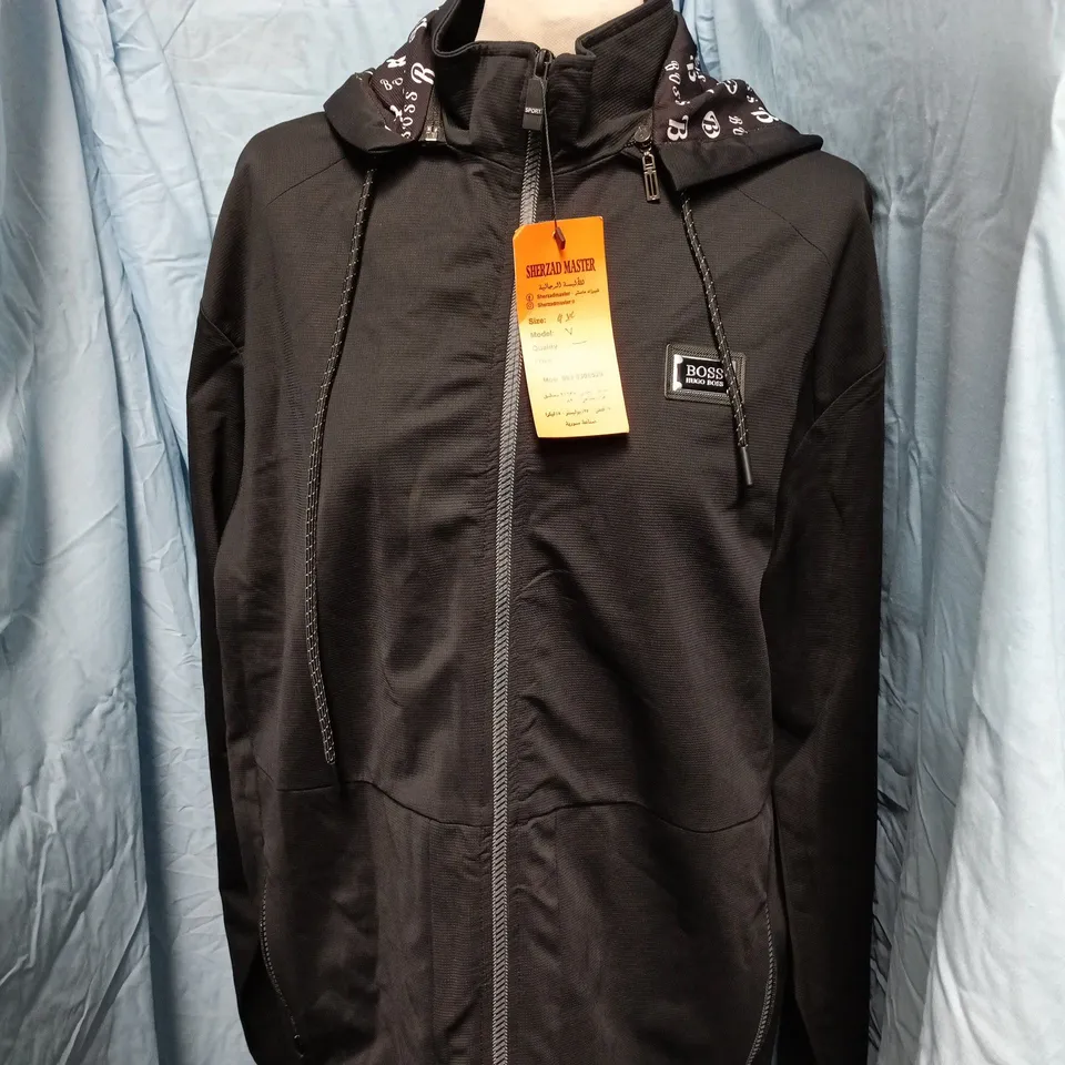 HUGO BOSS BLACK HOODED SPORTS JACKET – 4XL (BASIC COLLECTION)