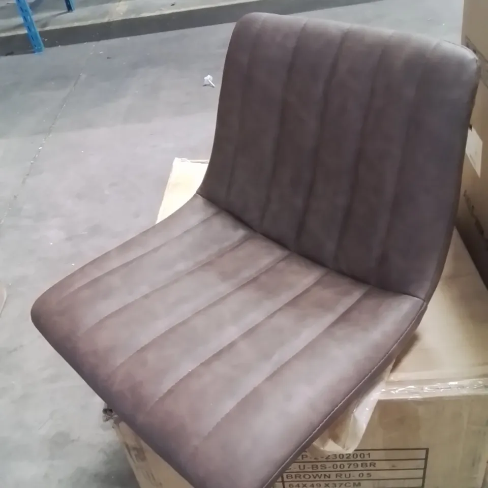 BOXED CUMMER SET OF TWO BROWN FAUX LEATHER BARSTOOLS