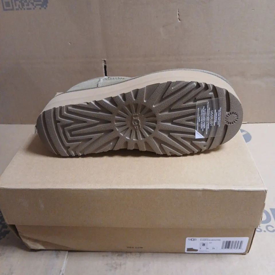 UGG WOMEN'S GREY SUEDE PLATFORM ANKLE BOOTS – UK 6 (US 8) BOXED