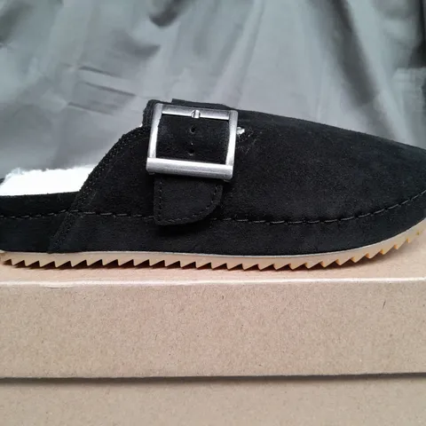 BOXED CLARKS BROOKLEIGH MULE BLACK SUEDE - UK 5