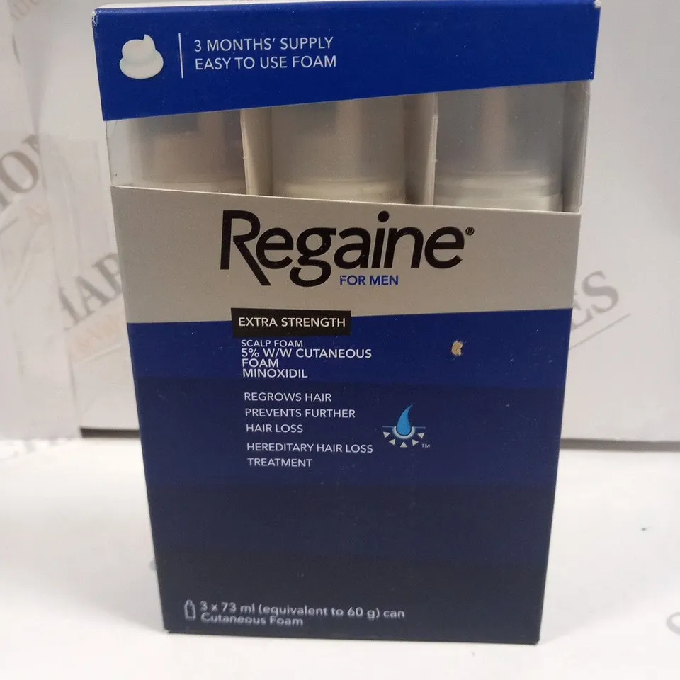 BOXED REGAINE FOR MEN EXTRA STRENGTH CUTANEOUS FOAM MINOXIDIL 3 X 73ML