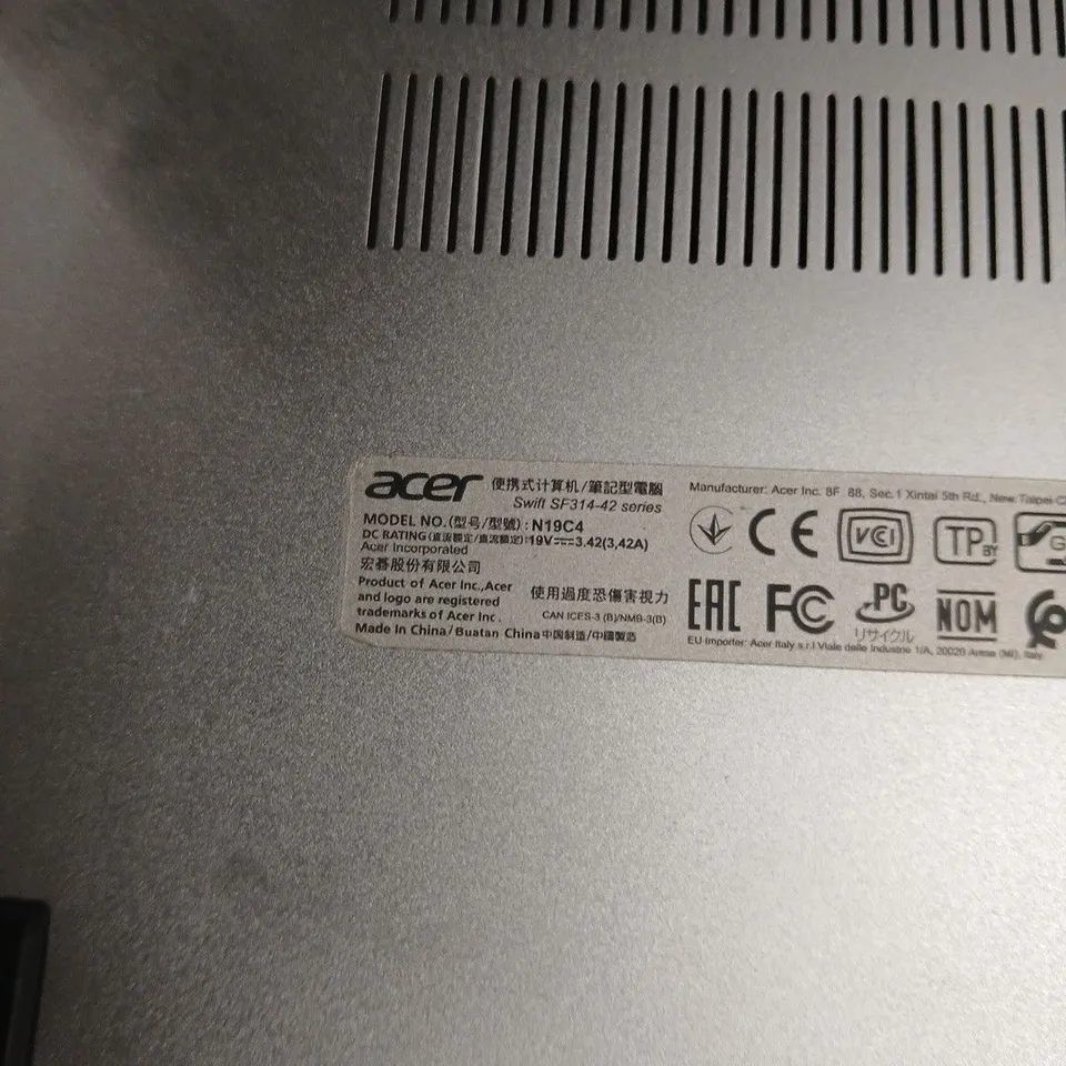 ACER SWIFT SF314-42 SERIES LAPTOP - SILVER, MODEL N19C4