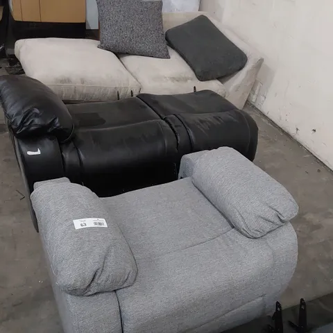 TWO ASSORTED SOFA BASES & CHAIR BASE (NO BACKS)