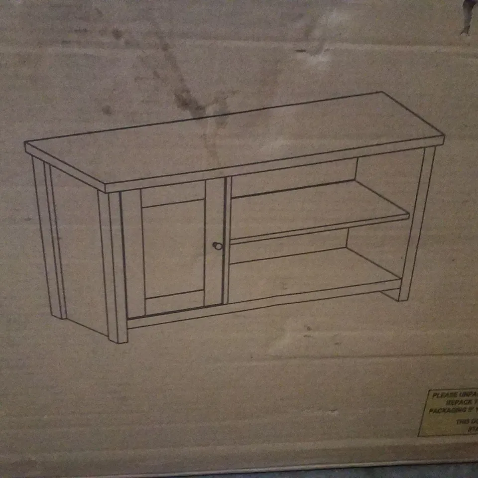 BOXED GFW LANCASTER SINGLE DOOR 2 SHELF GREY SMALL TV CABINET (1 BOX)