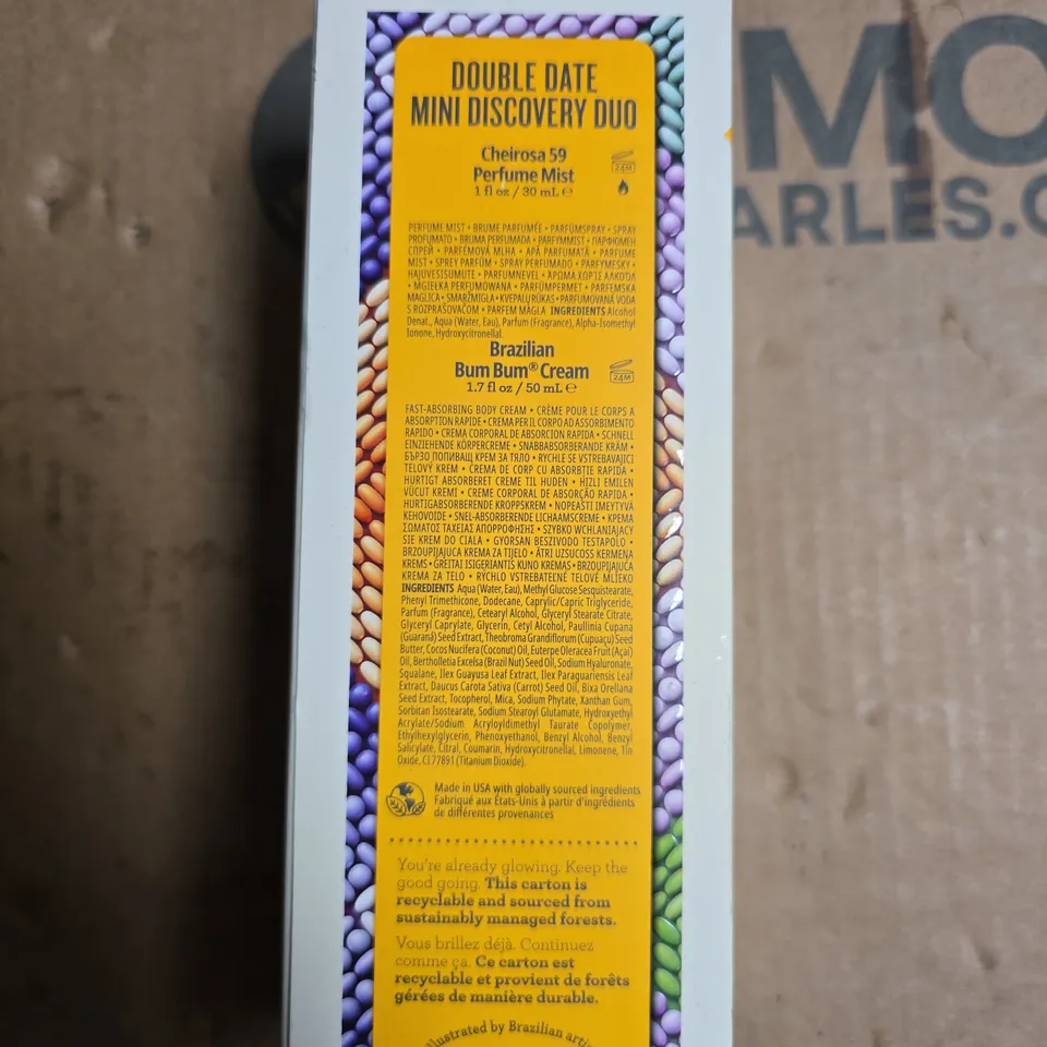 SOL DE JANEIRO DOUBLE DATE MINI DISCOVERY DUO – PERFUME MIST CHEIROSA 59 & BUM BUM CREAM (TRAVEL SET)