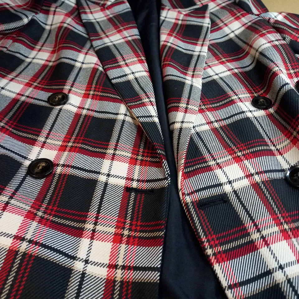 H&M BLACK/RED CHECKED BLAZER/JACKET - SIZE 10
