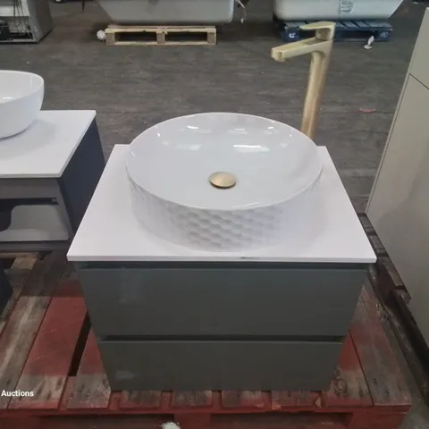DESIGNER GREY 2-DRAWER BATHROOM SINK UNIT