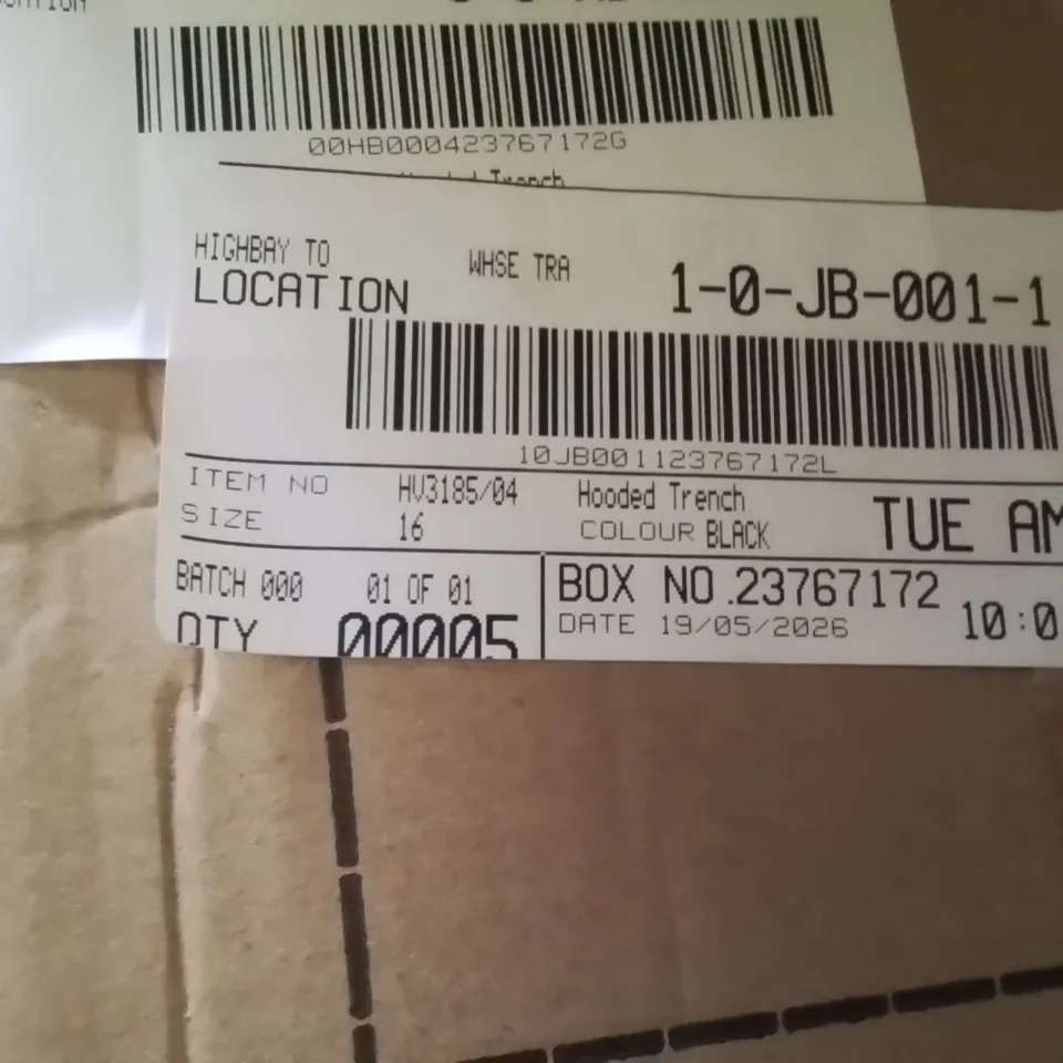 BOXED BRAND NEW APPROXIMATELY 5 JD WILLIAMS HOODED TRENCE JACKET BLACK SIZE 16