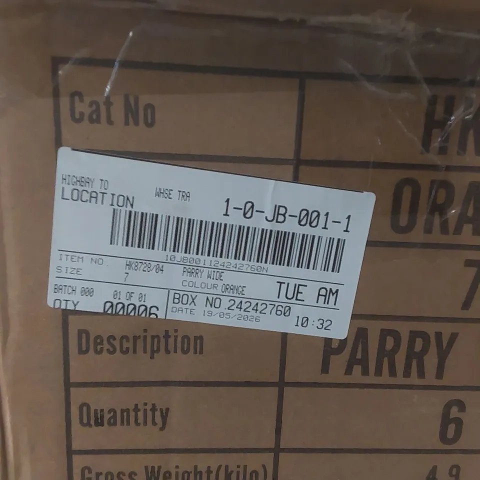 BOX CONTAINING APPROXIMATELY 6x BRAND NEW SIMPLY BE ORANGE PARRY WIDE SANDALS - SIZE 7