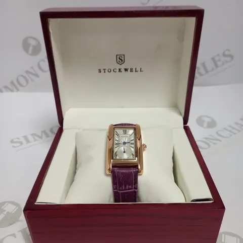 LADIES STOCKWELL WATCH – TEXTURED DIAL WITH SUB DIAL MINUTE HAND – PURPLE/PINK LEATHER STRAP