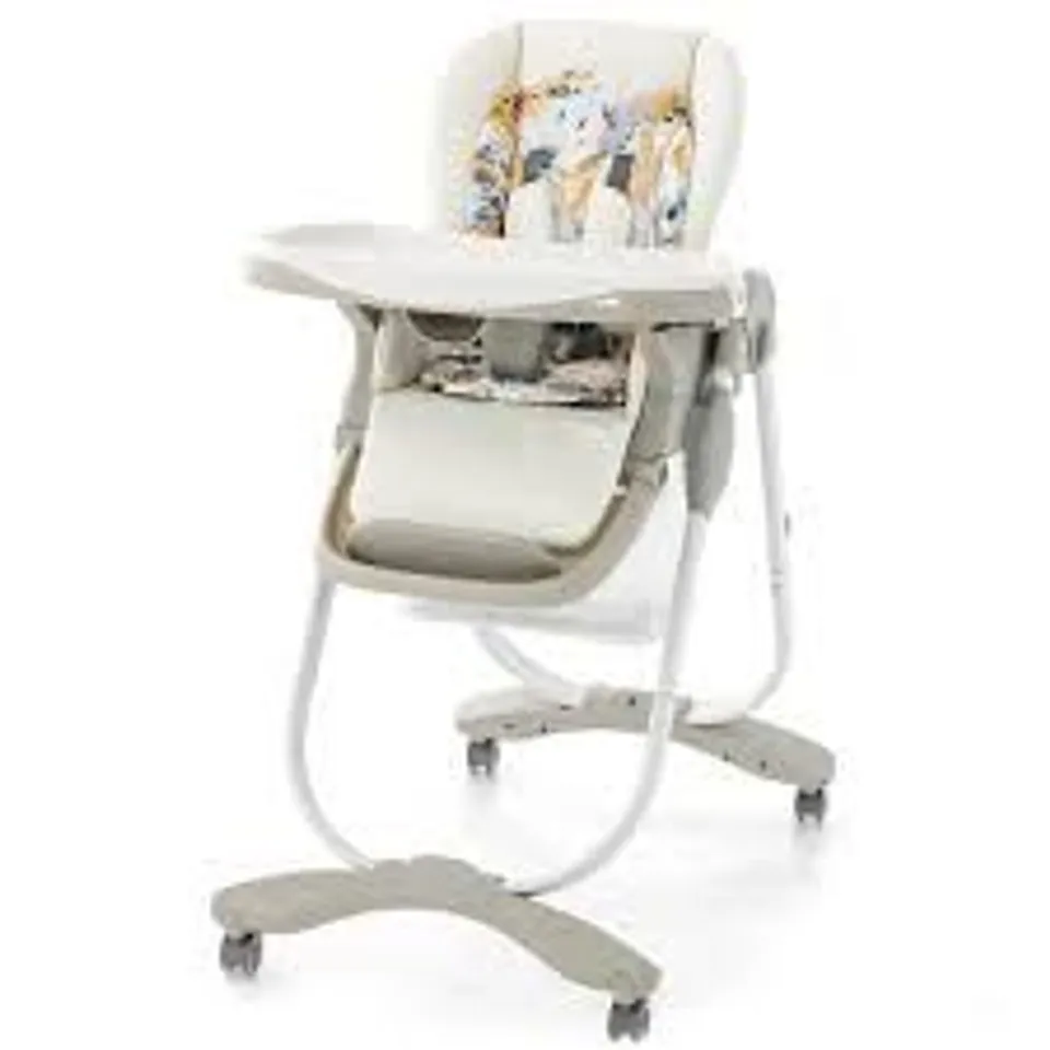 BOXED COSTWAY WHITE FOLDING BABY HIGHCHAIR WITH WHEEL