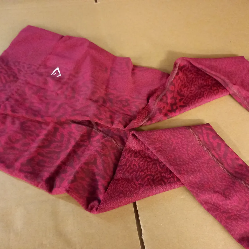 GYMSHARK RED PATTERNED TRAINING LEGGINGS - S