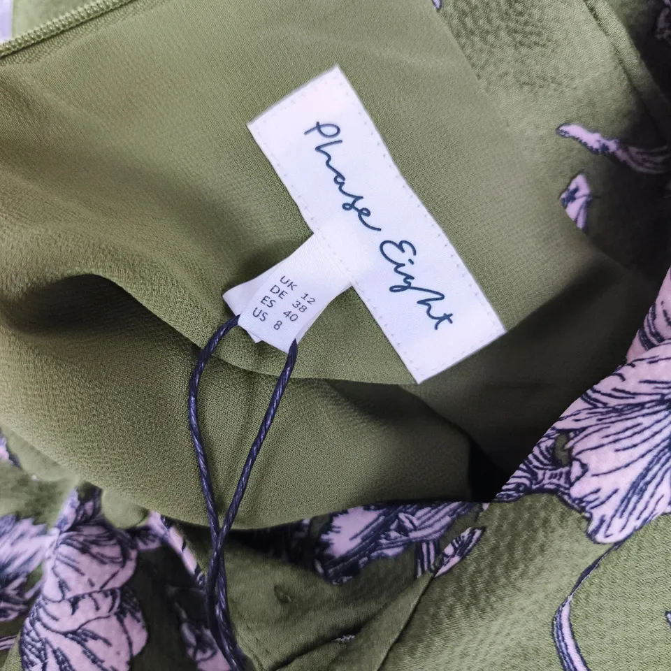 PHASE EIGHT BELA FLORAL DRESS IN GREEN - UK 12