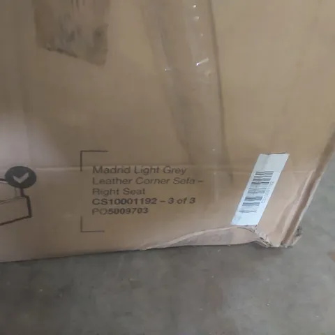 BOXED MADRID LIGHT GREY LEATHER SOFA PART