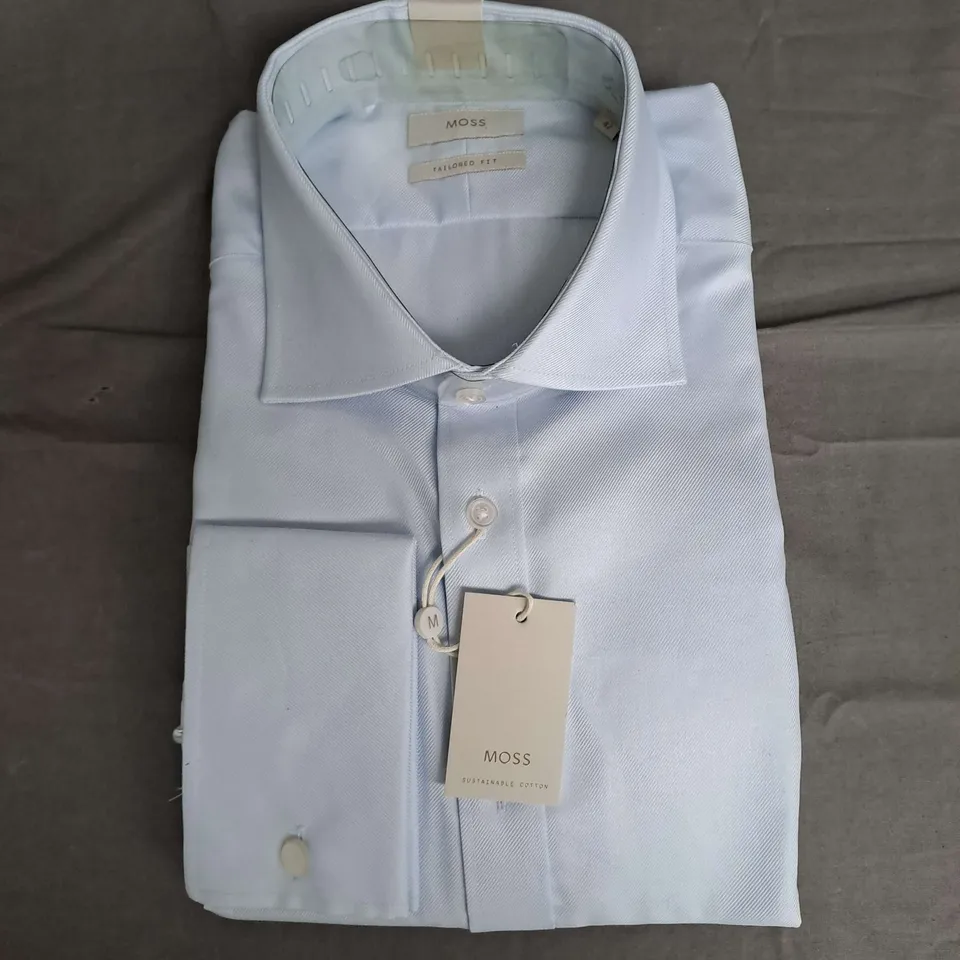 MOSS TAILORED COTTON SHIRT IN PALE BUE SIZE 16.5/42