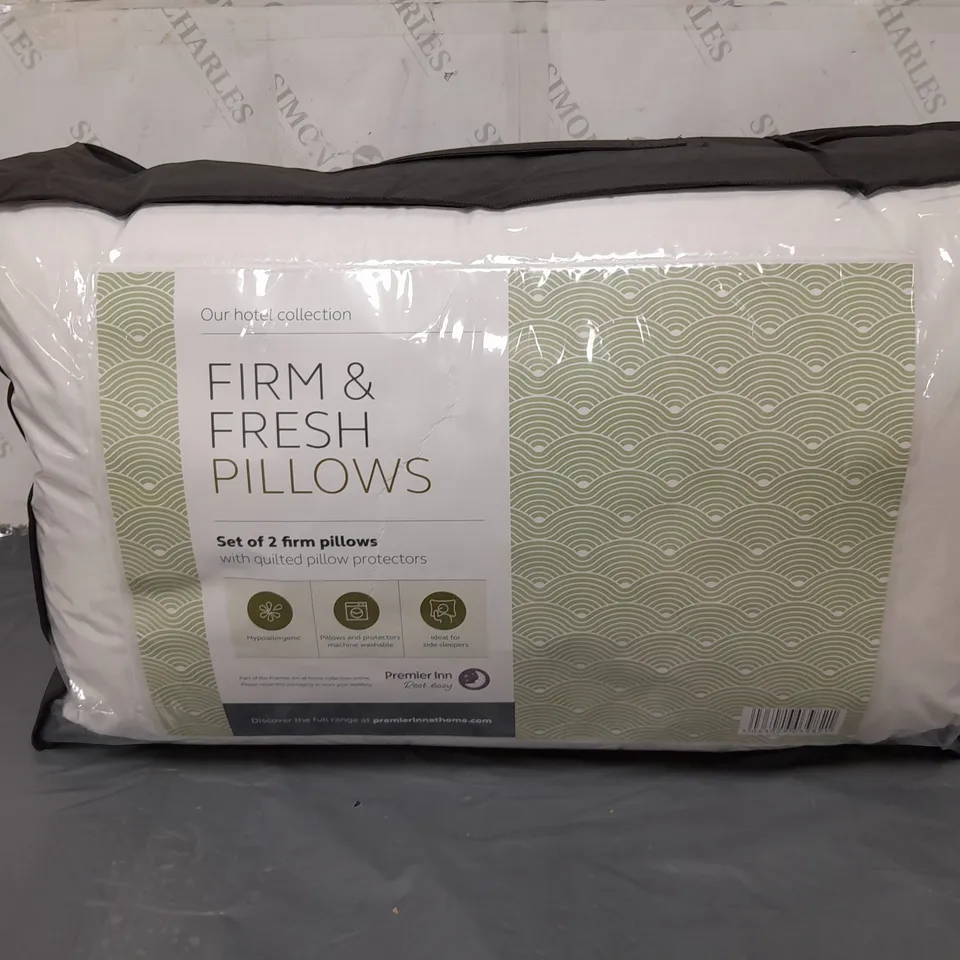 SET OF 2 FRESH & FIRM PILLOWS WITH QUILTED PILLOW PROTECTORS 