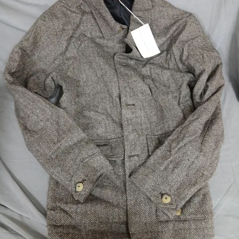 HERRINGBONE TWEED COAT – ORIGINAL FIBRES TAG SIZE S
