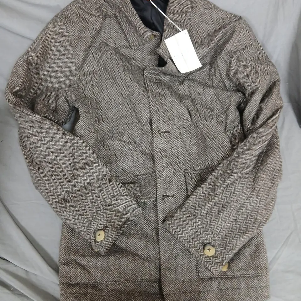 HERRINGBONE TWEED COAT – ORIGINAL FIBRES TAG SIZE S