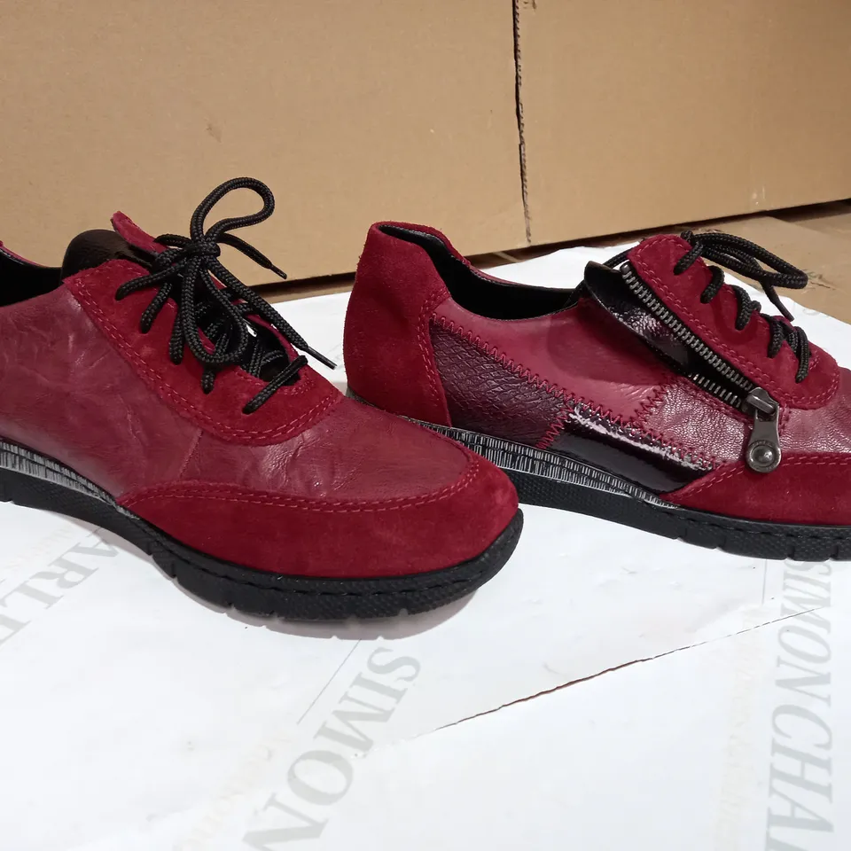 RIEKER RED LEATHER TRAINERS SIZE 7.5