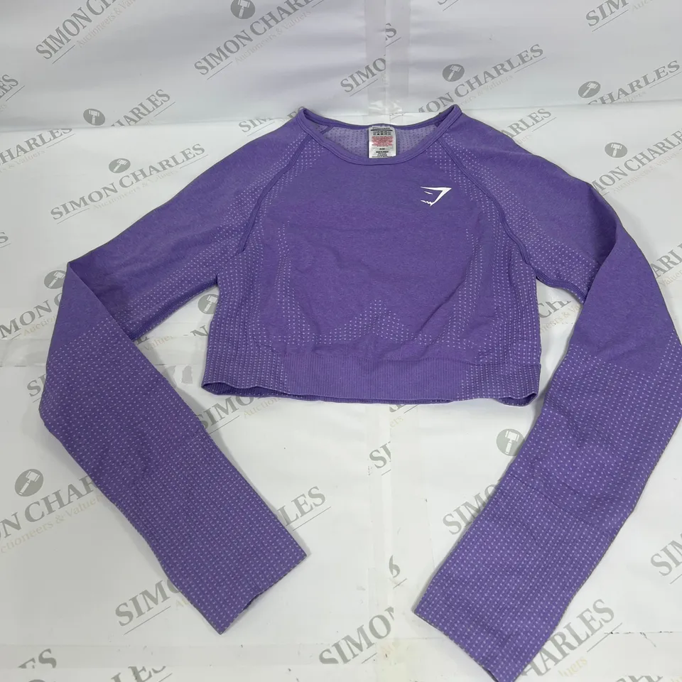 GYMSHARK LONG SLEEVED TRAINING TOP IN PURPLE SIZE MEDIUM
