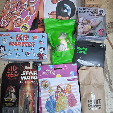 TOTE OF ASSORTED TOYS AND ACCESSORIES TO INCLUDE;