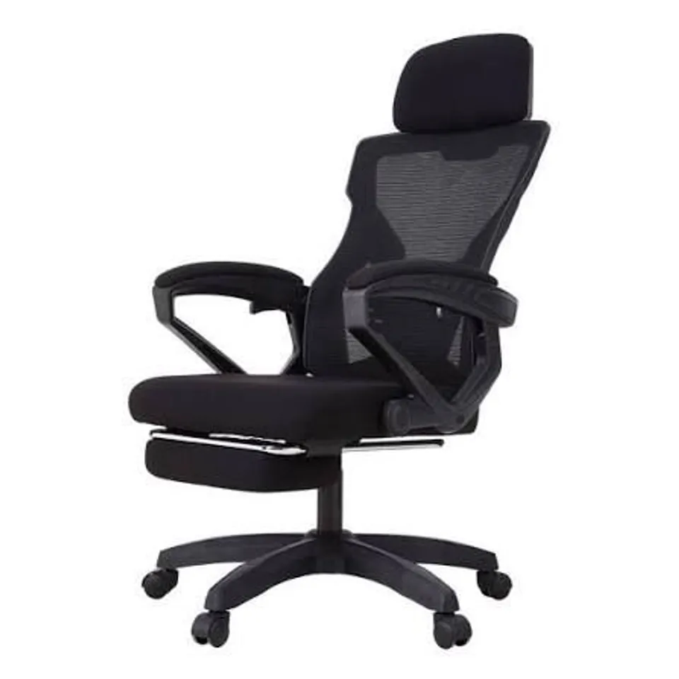 BOXED LIVING AND HOME BLACK MESH HIGH BACK OFFICE CHAIR WITH FOOTREST