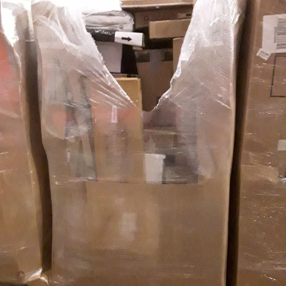 PALLET OF ASSORTED PRODUCTS INCLUDING TOILET SEAT, MAGNETIC WHITEBOARD, DOOR MAT, BATHROOM MIRROR, FOLDING TABLE