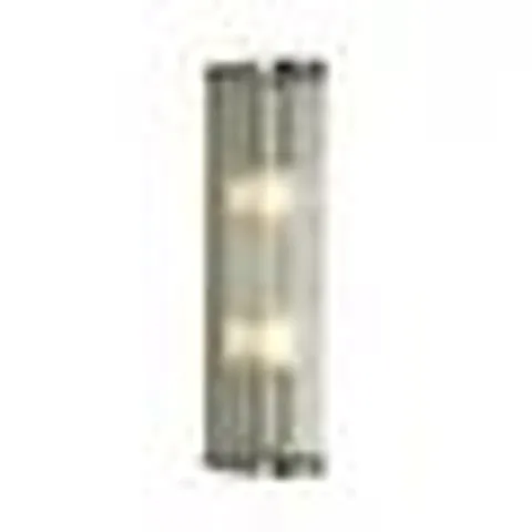 BOXED ENDON LIGHTING RIDGETON ANTIQUE BRASS & RIBBED GLASS DIMMABLE 2LT WALL LIGHT