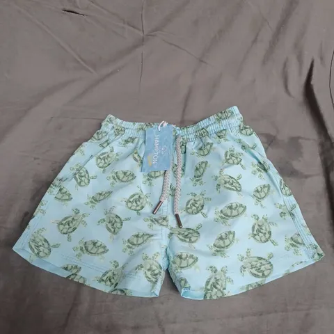 TROTTERS HAMPTON SWIMSHORTS IN BLUE TURTLE PRINT SIZE 2/3YRS