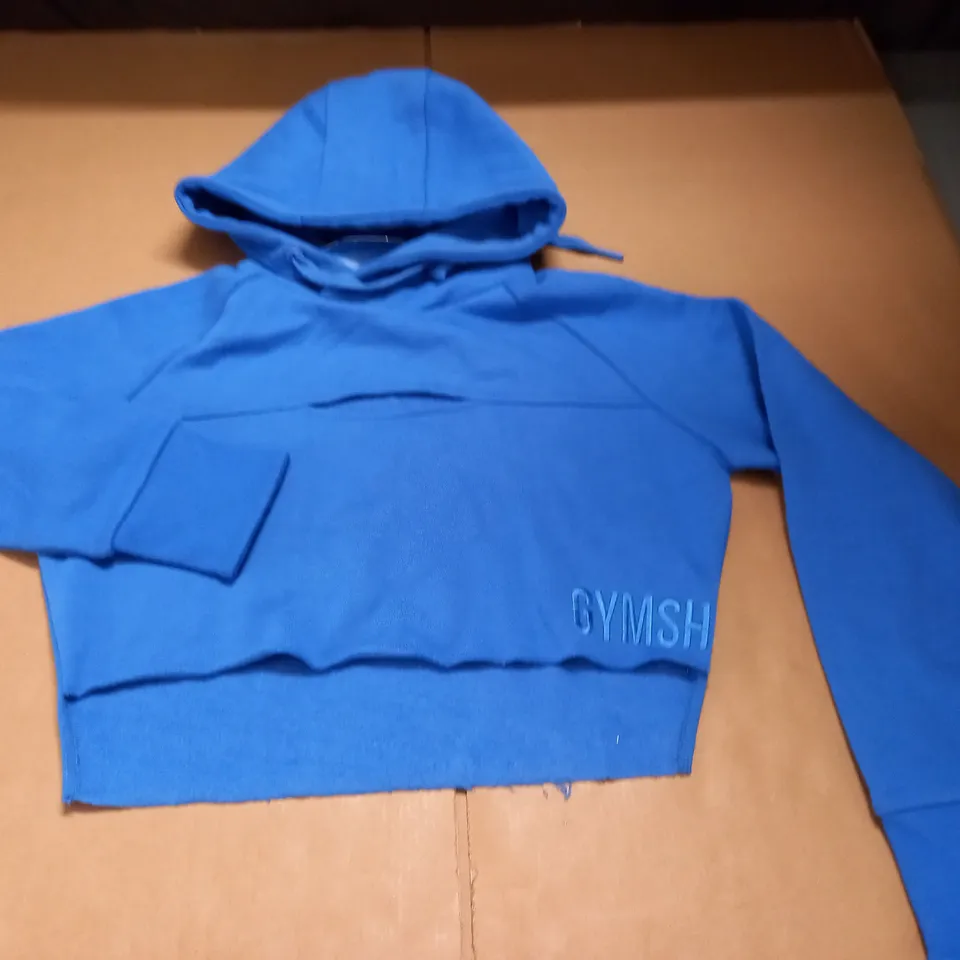GYMSHARK POP BLUE CROPPED HOODIE - S