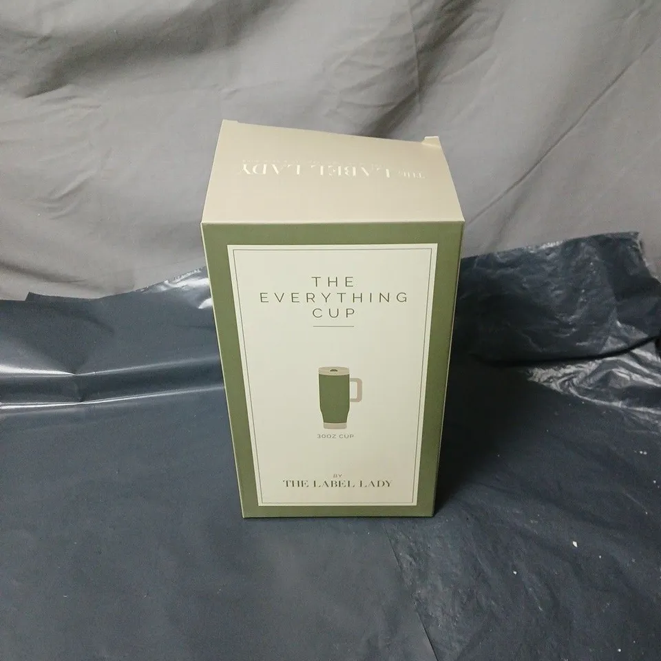 THE EVERYTHING CUP BY THE LABEL LADY - 30OZ GREEN INSULATED TRAVEL CUP (BOXED)